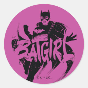 Batgirl Ink Brush Name Runder Aufkleber