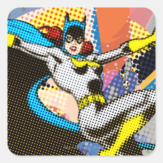 Batgirl Mid-Air Quadratischer Aufkleber (Vorderseite)