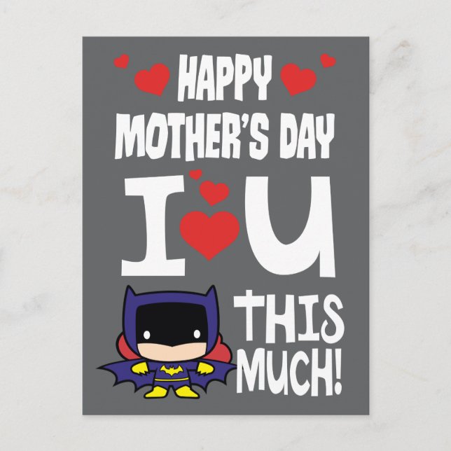 Batgirl Mother's Day | I Liebe U Diese große Postk Einladungspostkarte (Vorderseite)