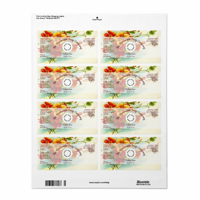 Bath & Body Product Label - Blume mit Honigbienen (Vorne)