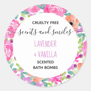 Bath Bomb Hübsche Aquarell-Blumenmarken Runder Aufkleber