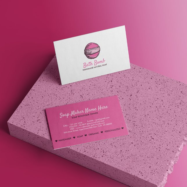 Bath Bomb Natural Soap Wellness-Center Circle Pink Visitenkarte (Bath Bomb Natural Soap Spa Circle Pink Business Card)