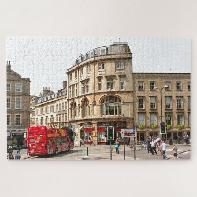 Bath city and Tour Bus, England Puzzle (Horizontal)