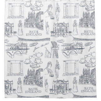 Bath, England Toile Style pattern, Jane Austen Duschvorhang
