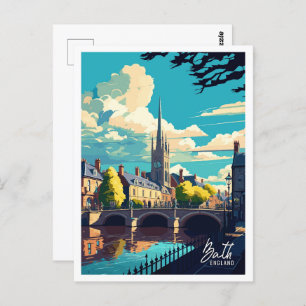 Bath England Vintag Famous Travel Place Postkarte