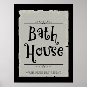 Bath House Lavatory Wash Rinse Dry Wiederholung Poster