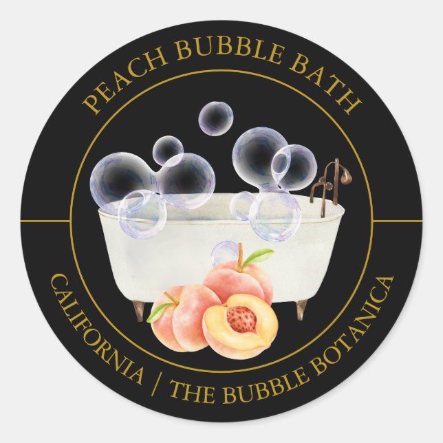 Bath-Label für Peach Bubble Runder Aufkleber (Vorderseite)