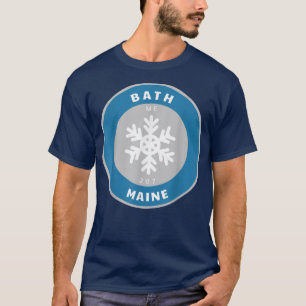 Bath Maine ME Winter Snowflake Abzeichen Souvenir T-Shirt