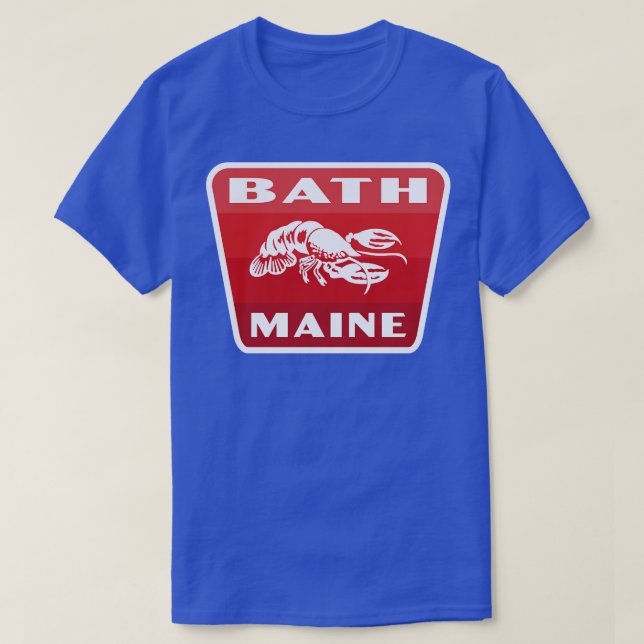 Bath Maine Retro Abzeichen Red T-Shirt (Design vorne)