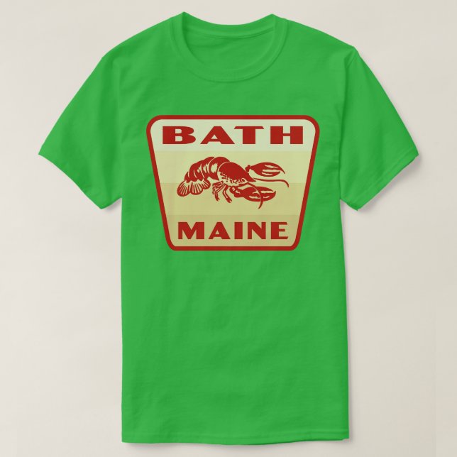 Bath Maine Retro Abzeichen Tan T-Shirt (Design vorne)