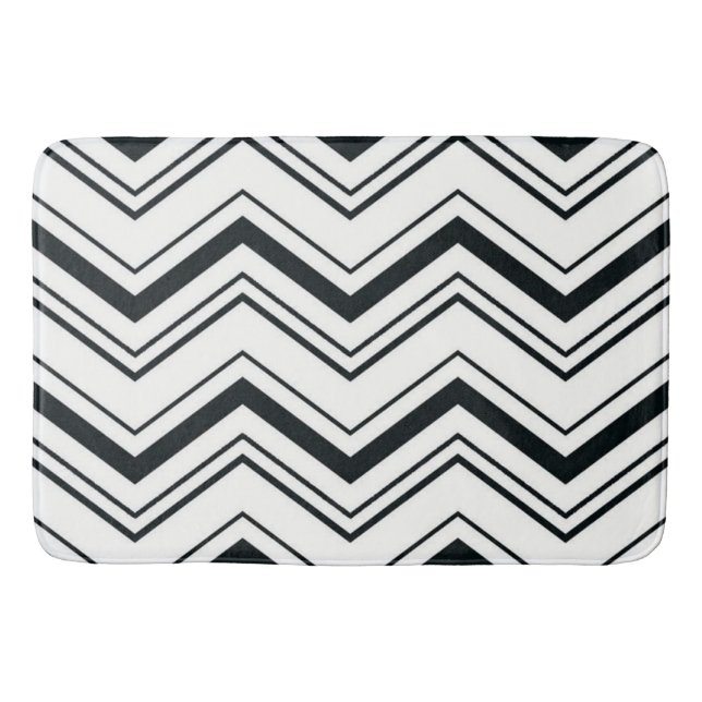 Bath Mat/Black/White Zig Zags Badematte (Vorderseite)