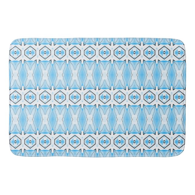 Bath Mat, Blue & White Classic Muster Badematte (Vorderseite)
