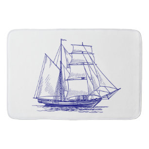 Bath mat chic naublue segelschiff badematte