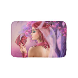 Bath Mat Fantasiefrau Königin und Roter Drache Badematte