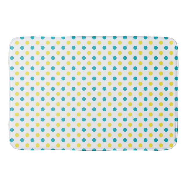 Bath Mat/Gelb & Aquamarine Polka Dots Badematte (Vorderseite)