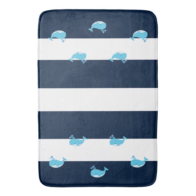 Bath Mat - Light Blue Whale Badematte (Vorderseite Vertikal)