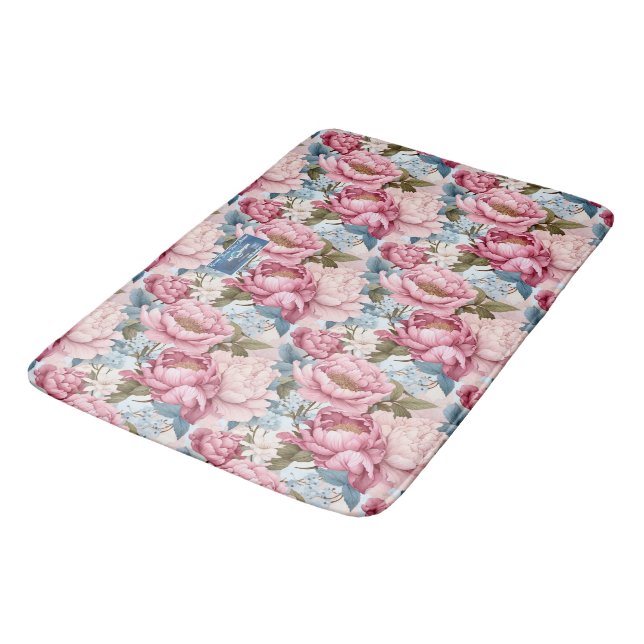 Bath Mat (Peony Bliss) RFPMDesign ©️ 2024 Badematte (Schrägansicht)