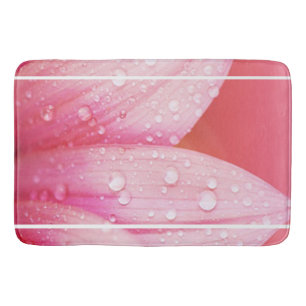 Bath Mat/Pink Blume Pedale mit Taubtropfen Badematte