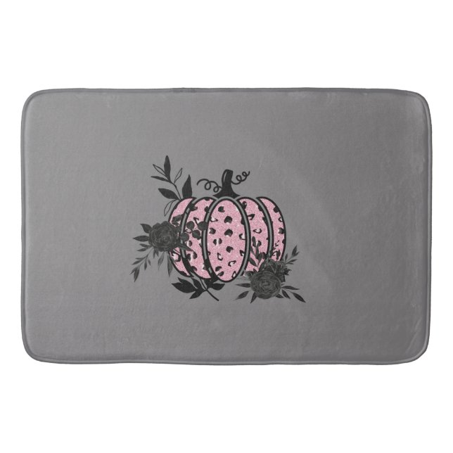Bath Mat, Pink und Black Leopard Pumpkin Badematte (Vorderseite)