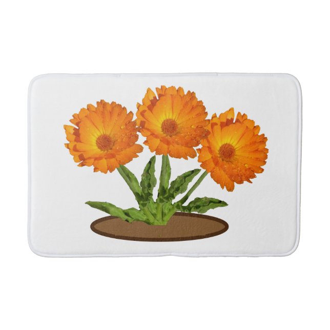 Bath Mat - Three Orange Calendula Badematte (Vorderseite)