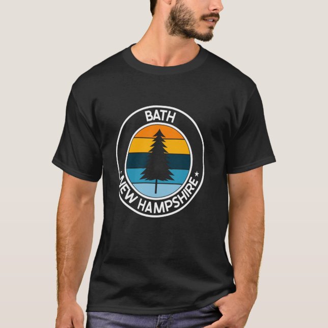 Bath New Hampshire NH USA City Pride Retro Sunset T-Shirt (Vorderseite)