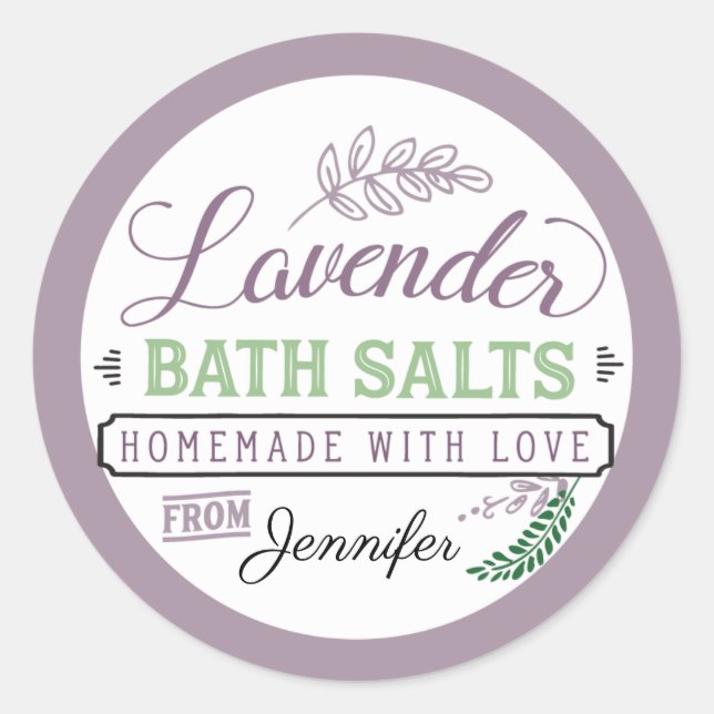 Bath Salts Labels Stickers Custom Lavendel (Vorderseite)