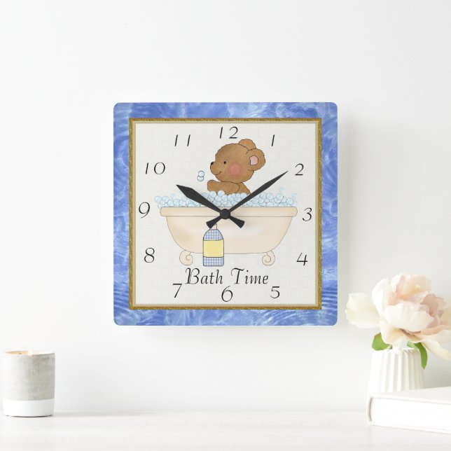 Bath Time Beer Clock Quadratische Wanduhr (Zuhause)