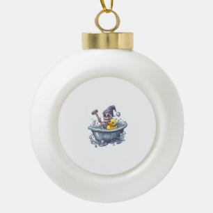 Bath Time Bones - Niedlicher Funny Skull in der Tu Keramik Kugel-Ornament