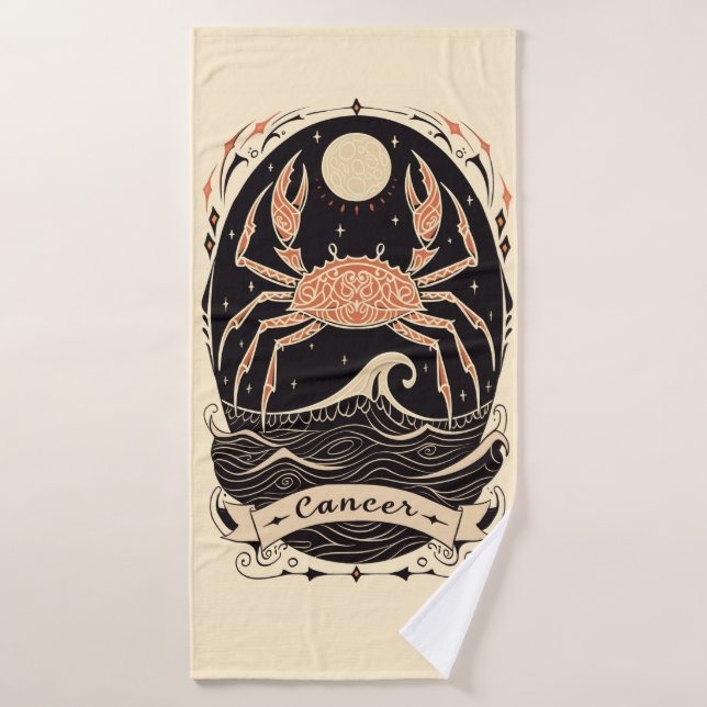 Bath Towel Cancer Celestial Zodiac Art Badehandtuch (Badehandtuch)