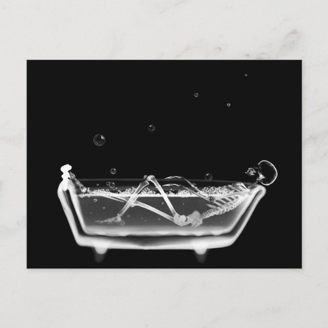 Bath Tub X-Ray Skeleton Black & White Postkarte (Vorderseite)
