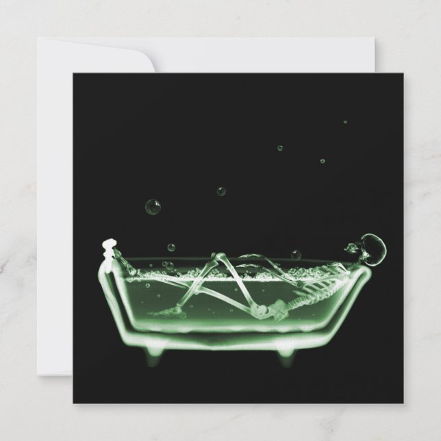 Bath Tub X-Ray Skeleton Green Einladung (Vorderseite)
