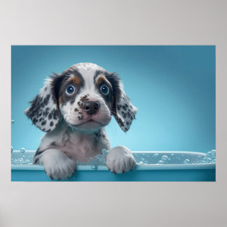 Bath Tube Pup Poster