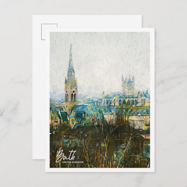 Bath United Oil Paint City Landscape Postkarte (Vorne/Hinten)