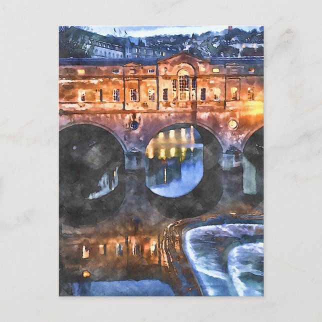Bath Watercolor-Style Postkarte (Vorderseite)