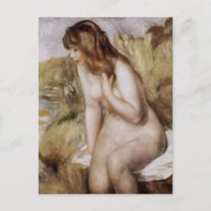 Bather sitzt auf einem Felsen, Pierre-Auguste Reno Postkarte