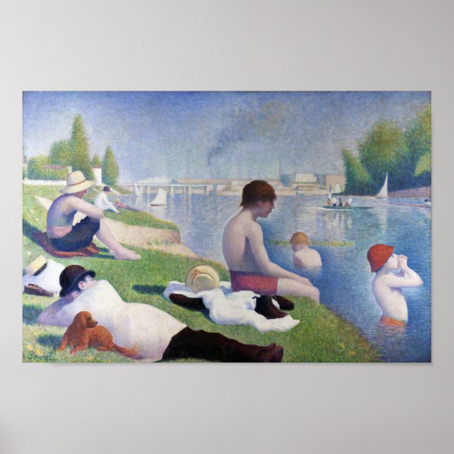 Bathers in Asnieres, Seurat Poster (Vorne)