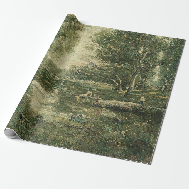 Bathers in Grünwaldlandschaft (Vintage Kunst) Geschenkpapier (Ungerollt)