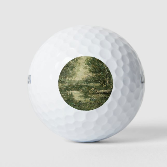 Bathers in Grünwaldlandschaft (Vintage Kunst) Golfball (Vorderseite)