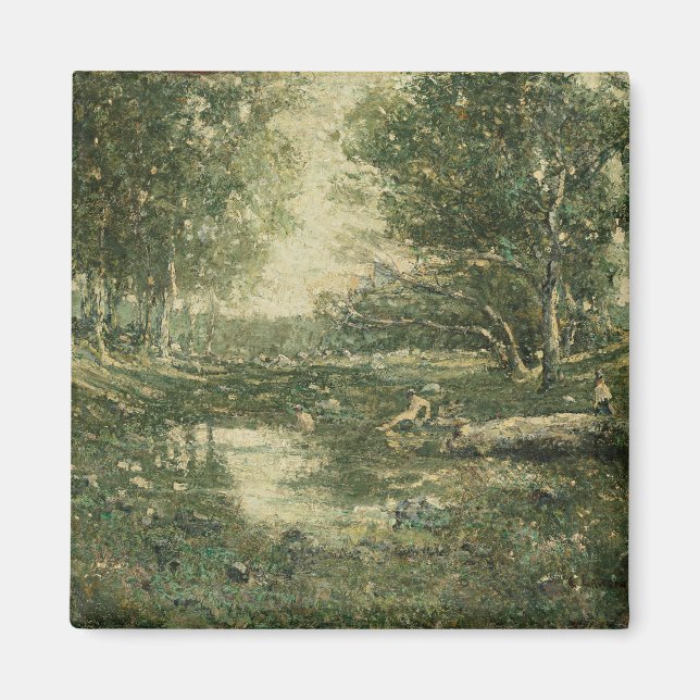 Bathers in Grünwaldlandschaft (Vintage Kunst) Magnet (Vorne)