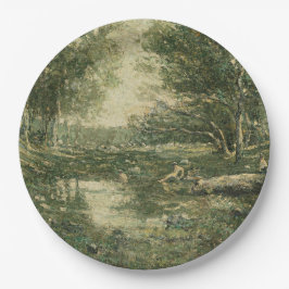 Bathers in Grünwaldlandschaft (Vintage Kunst) Pappteller