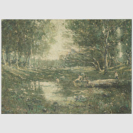 Bathers in Grünwaldlandschaft (Vintage Kunst) Seidenpapier