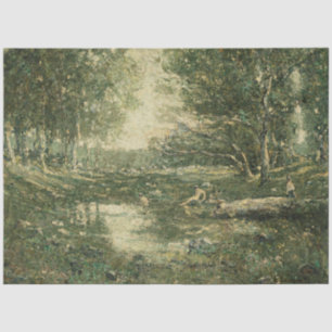 Bathers in Grünwaldlandschaft (Vintage Kunst) Seidenpapier