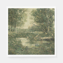 Bathers in Grünwaldlandschaft (Vintage Kunst) Serviette