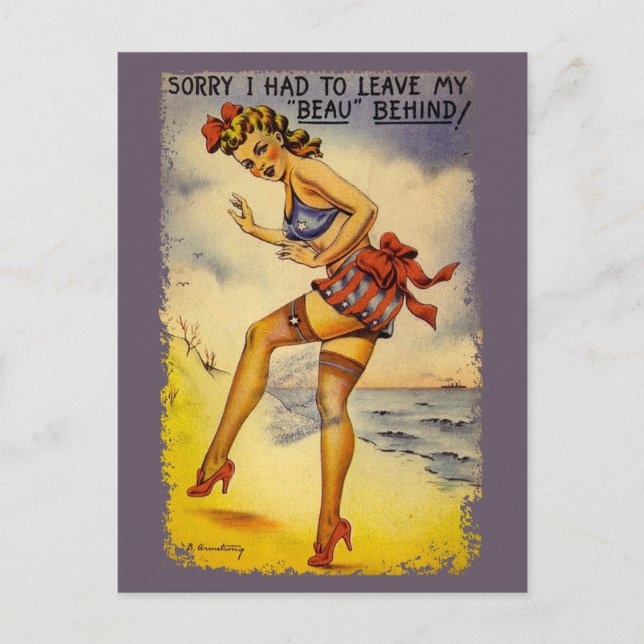 Bathing Beauty Funny Postcard der 40er Jahre Postkarte (Vorderseite)