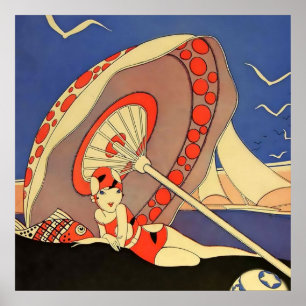 „Bathing Beauty“-Magazincover von J Carlos Poster