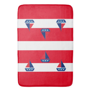 Bathmat - Red Stripes Segelboot Badematte