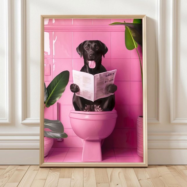 Bathroom Black Labrador Print Funny Posters Dog on Poster (Von Creator hochgeladen)