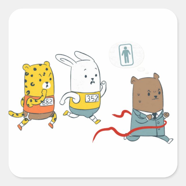 Bathroom Marathon Quadratischer Aufkleber (Vorderseite)