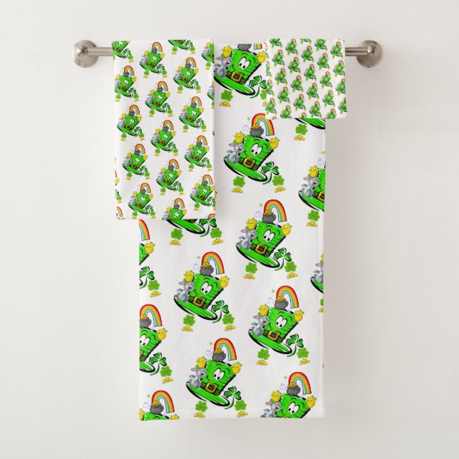 Bathroom Towel Sets Happy St. Patrick's Day Rabbit (Insitu)