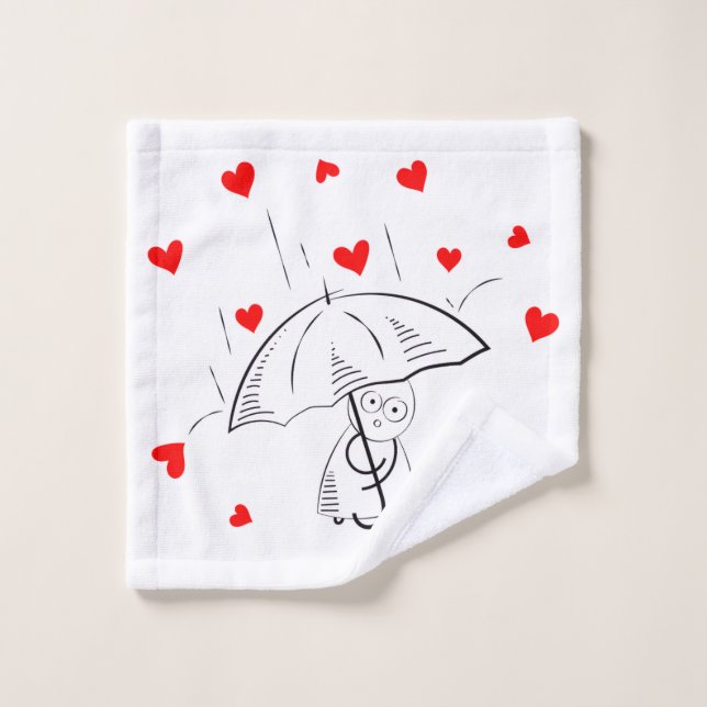 Bathroom Towel Sets Valentine's Day UmbrellaHearts (Waschlappen)